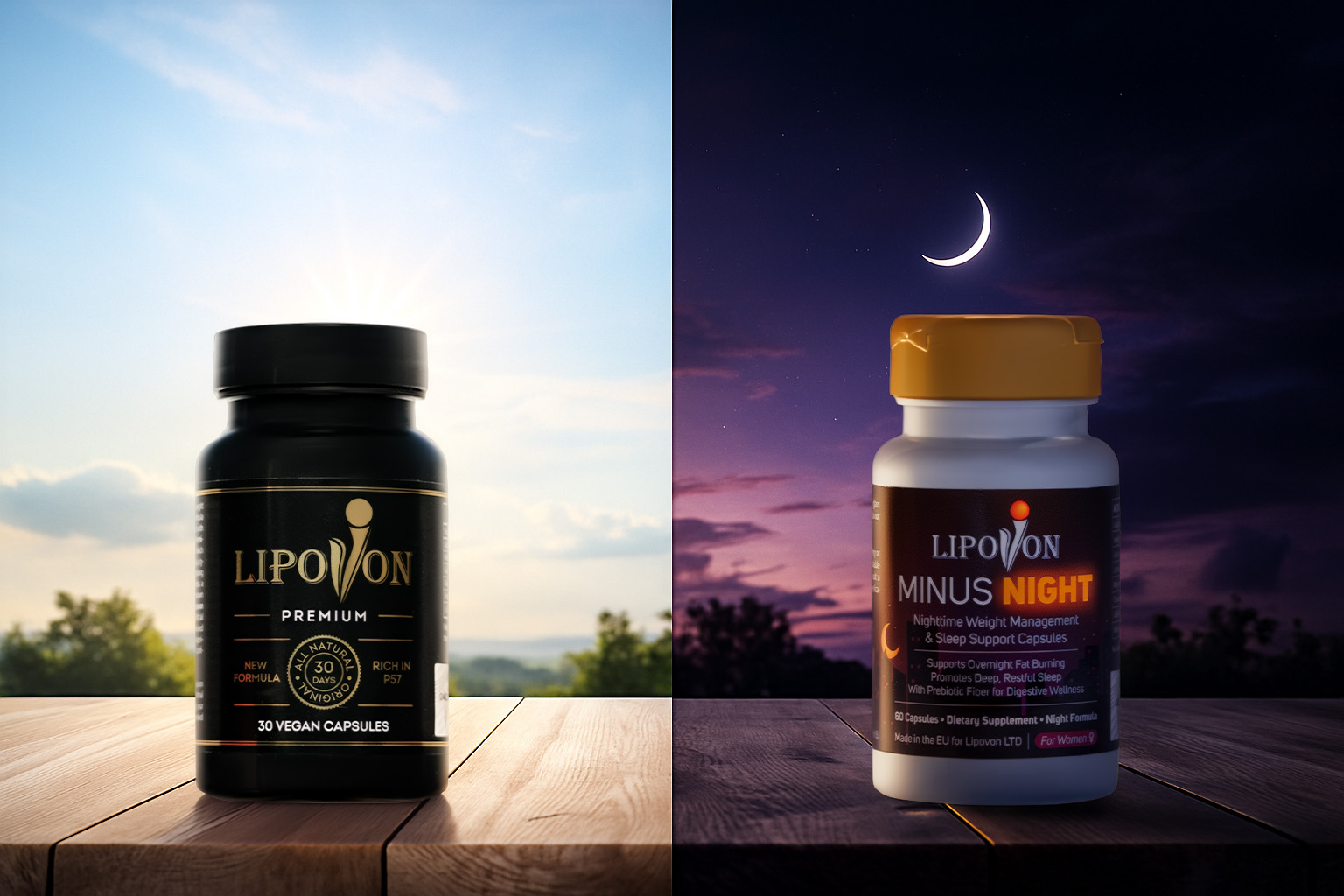 Lipovon Premium și Lipovon Minus Night mockup