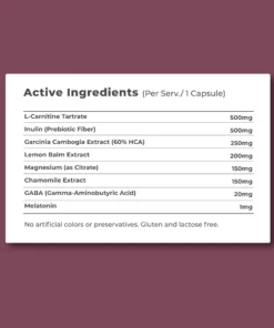 Lipovon Minus Night Informații nutriționale